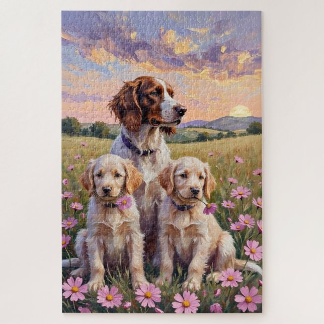 English Setter Cosmos Wiesen Kunst (Vertikal)