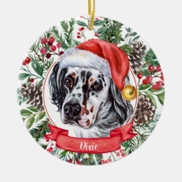 English Setter Custom Santa Dog Weihnachtsdekorati Keramik Ornament