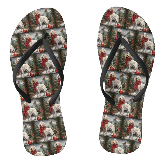 English Setter Dog in Schnee Weihnachten Flip Flops (Fußbett)
