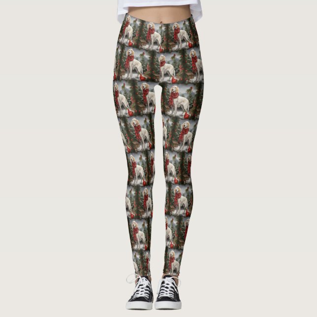 English Setter Dog in Schnee Weihnachten Leggings (Vorderseite)