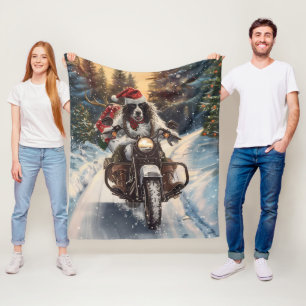English Setter Dog Riding Motorrad Weihnachten Fleecedecke