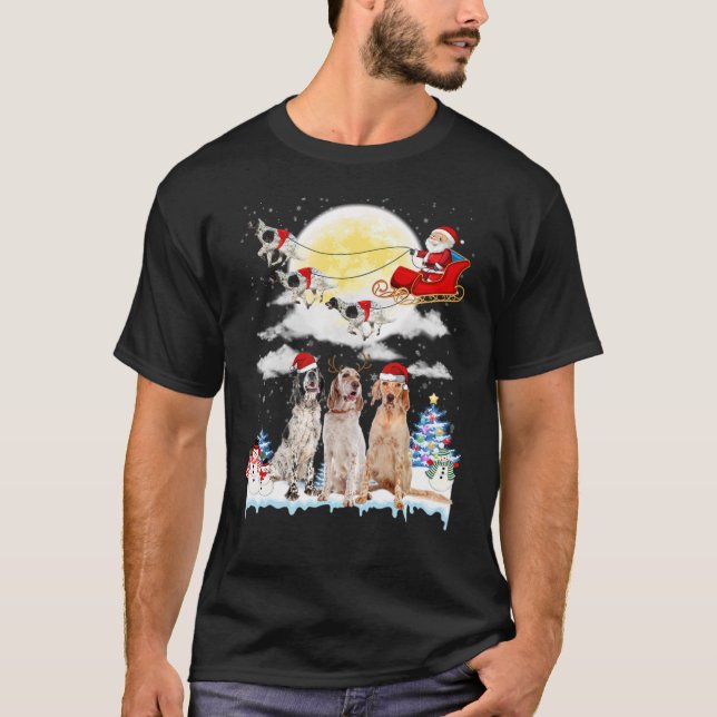 English Setter Dog Santa Sleigh Christmas Lover Lo T-Shirt (Vorderseite)