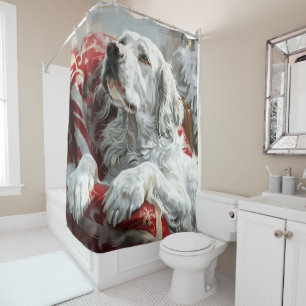 English Setter Dog Weihnachtsfest Duschvorhang