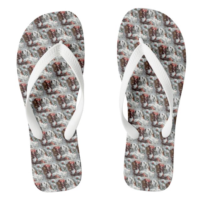 English Setter Dog Weihnachtsfest Flip Flops (Fußbett)
