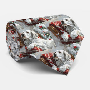 English Setter Dog Weihnachtsfest Krawatte