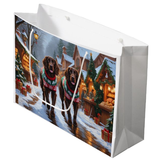 English Setter Dogs Christmas Snow Holiday Große Geschenktüte (Vorderseite Schrägansicht)