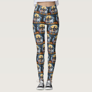 English Setter Dogs Pumpkin Halloween Funny Leggings