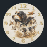 English Setter  Große Wanduhr<br><div class="desc">English Setter ,  woodcock hunting</div>