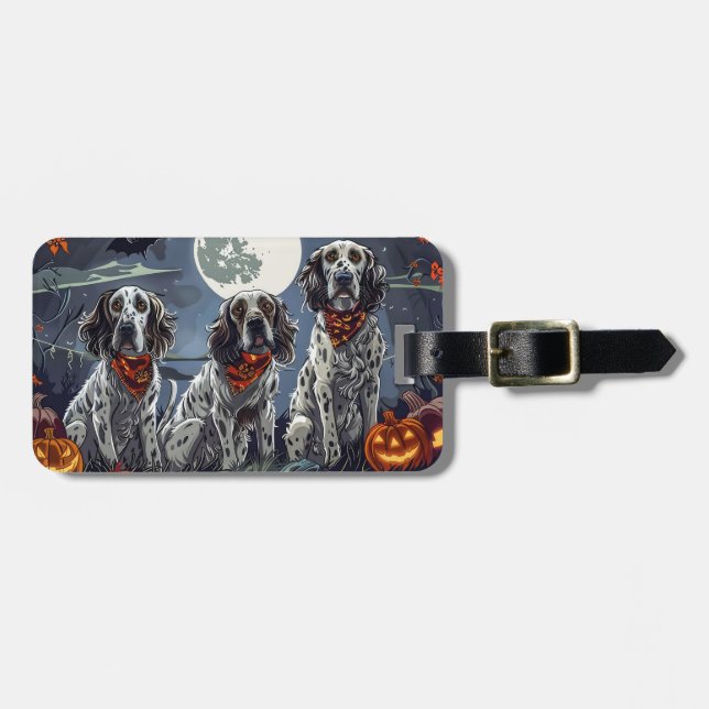 English Setter Halloween Spooky Gepäckanhänger (Vorderseite horizontal)