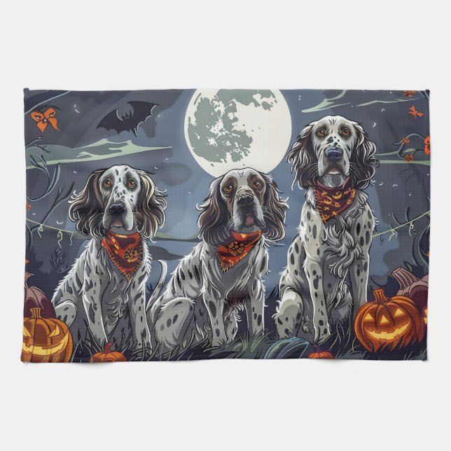 English Setter Halloween Spooky Geschirrtuch (Horizontal)