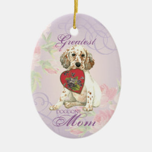 English Setter Heart Mama Keramik Ornament