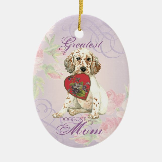 English Setter Heart Mama Keramik Ornament (Vorne)