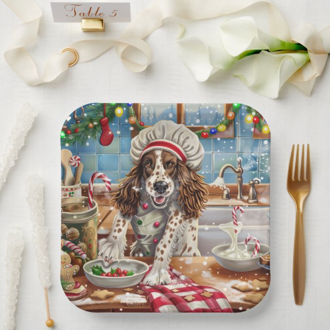 English Setter Holiday Baking: Festliche Weihnacht Pappteller (Hochzeit)