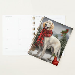 English Setter Hund im Schnee Weihnachten Planer