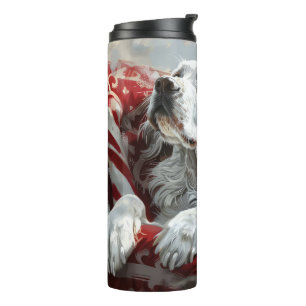 English Setter Hund Weihnachtsfestlich Thermosbecher