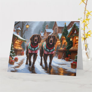 English Setter Hunde Weihnachtsschnee Urlaub Karte