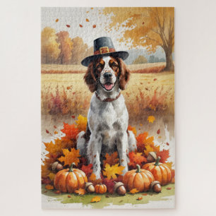 English Setter im Herbstlaub Thanksgiving Kunst