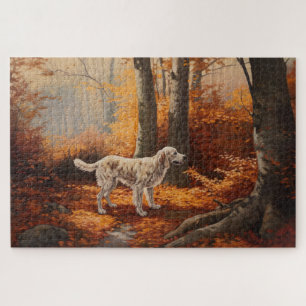 English Setter im Herbstlaubfall inspiriert