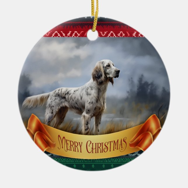 English Setter Keramik Ornament (Vorne)