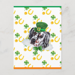 English Setter Kleeblatt St Patricks Day Feiertagspostkarte