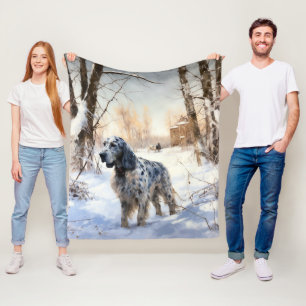English Setter Lass es schneien Weihnachten Fleecedecke