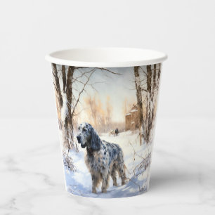 English Setter Lass es schneien Weihnachten Pappbecher