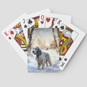 English Setter Lass es schneien Weihnachten Spielkarten
