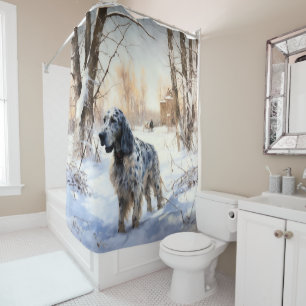 English Setter Let It Snow Weihnachten Duschvorhang