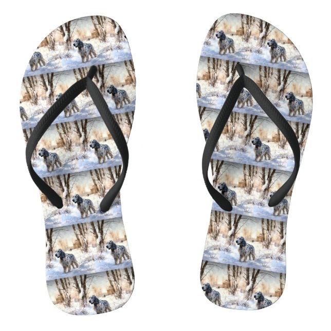 English Setter Let It Snow Weihnachten Flip Flops (Fußbett)