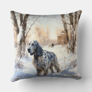 English Setter Let It Snow Weihnachten Kissen