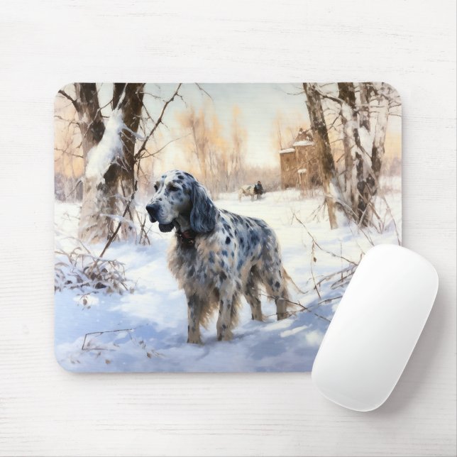 English Setter Let It Snow Weihnachten Mousepad (Mit Mouse)
