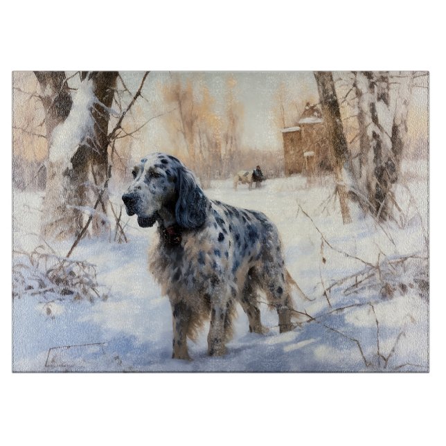 English Setter Let It Snow Weihnachten Schneidebrett (Vorderseite)