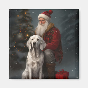 English Setter mit Santa Claus Festive Weihnachten Magnet