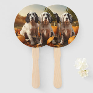 English Setter Puppy Autumn Delight Pumpkin Fächer