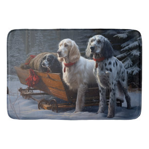 English Setter Schneeweißer Schlitten Weihnachtsde Badematte