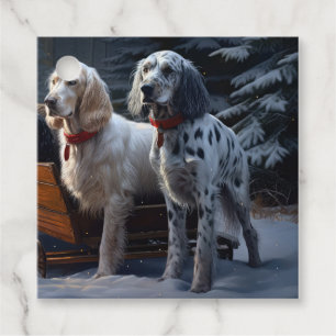 English Setter Schneeweißer Schlitten Weihnachtsde Geschenkanhänger