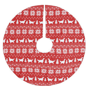 English Setter Silhouetten Weihnachtsmuster Red Polyester Weihnachtsbaumdecke