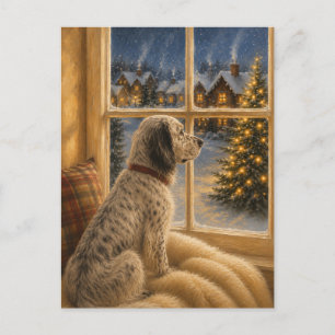 English Setter Weihnachtsfensterkunst Postkarte
