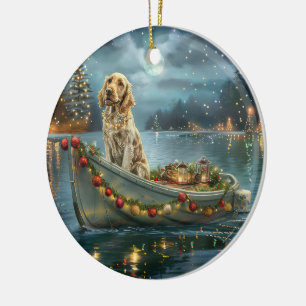 English Setter Weihnachtsfestliche Reise Keramik Ornament