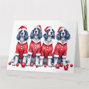 English Setter Weihnachtskleid Santa Hut Karte
