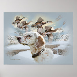 English Setter Winter Scene Poster