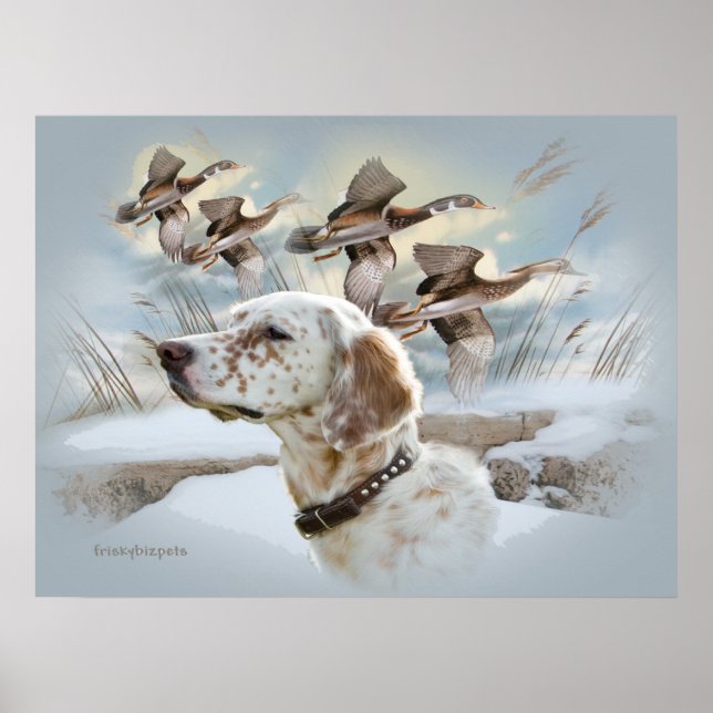 English Setter Winter Scene Poster (Vorne)