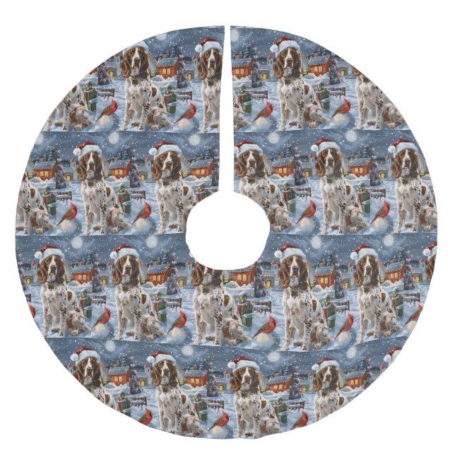 English Setter Winter Wonderland Christmas Joy Polyester Weihnachtsbaumdecke (Vorderseite)