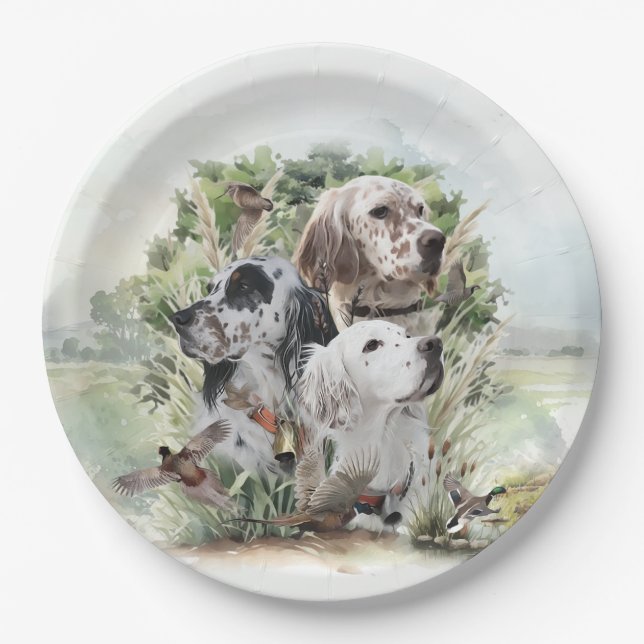 English Setters Pappteller (Vorderseite)