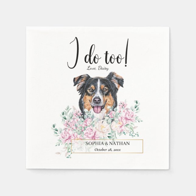 English Shepherd Dog Wedding Cocktail Napkins Serviette (Vorderseite)