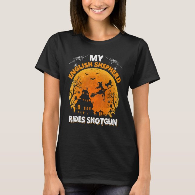 English Shepherd Ride Shotgun English Shepherd Dog T-Shirt (Vorderseite)