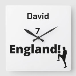 English Soccer Player anpassbar Quadratische Wanduhr