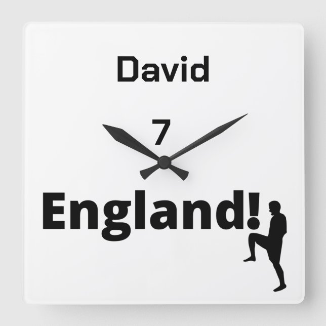 English Soccer Player anpassbar Quadratische Wanduhr (Vorderseite)