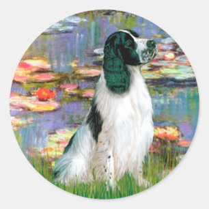 English Springer 7 - Lilien 2 Runder Aufkleber