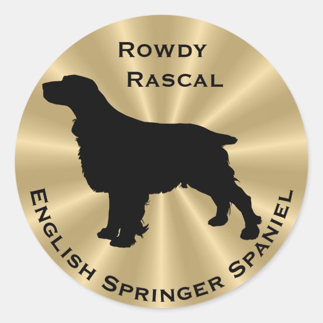 English Springer Spanel Dog Silhouette Runder Aufkleber (Vorderseite)